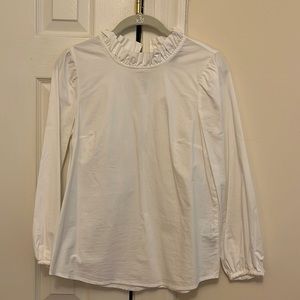 J.Crew Ruffle Neck White Top
